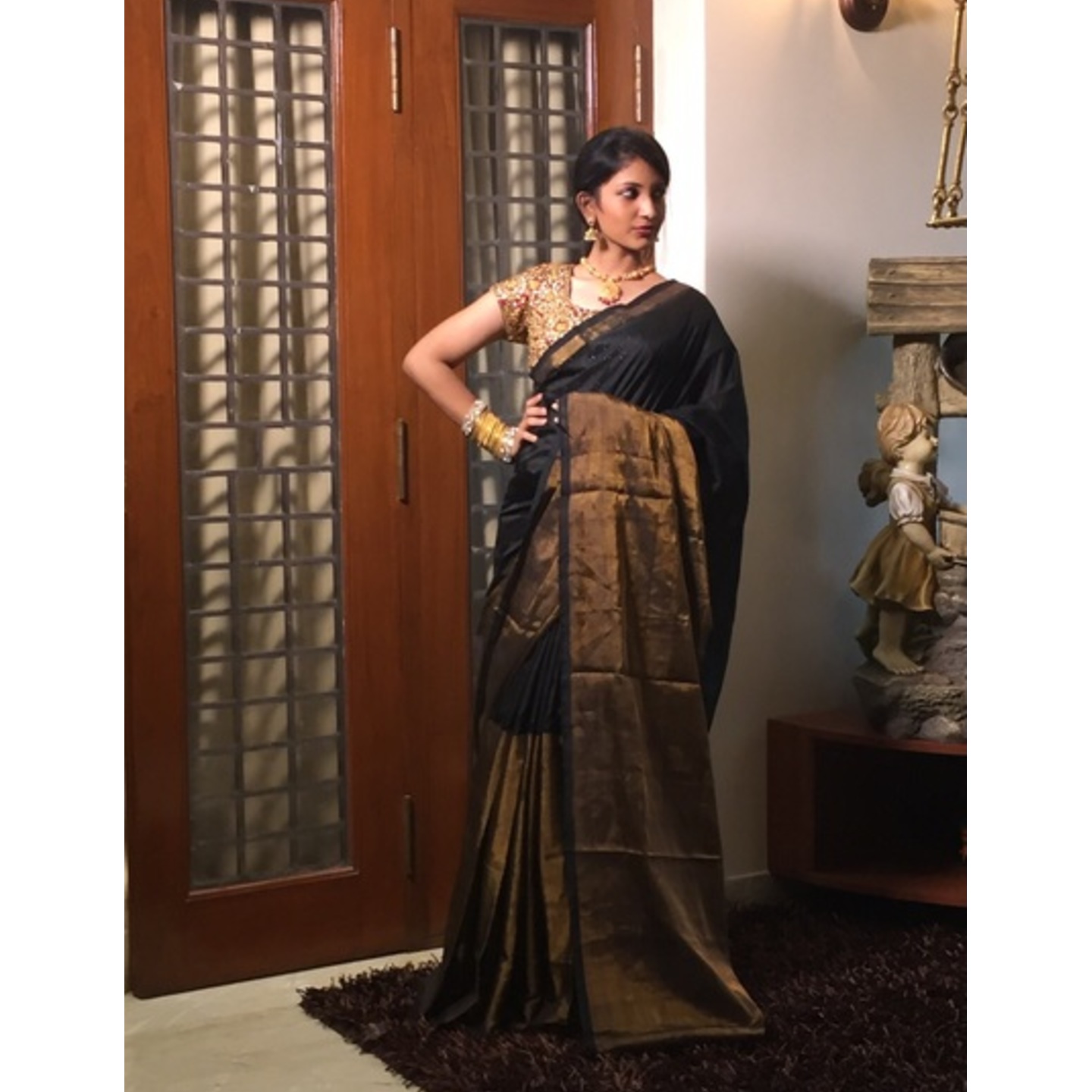 uppada black  handloom  saree 