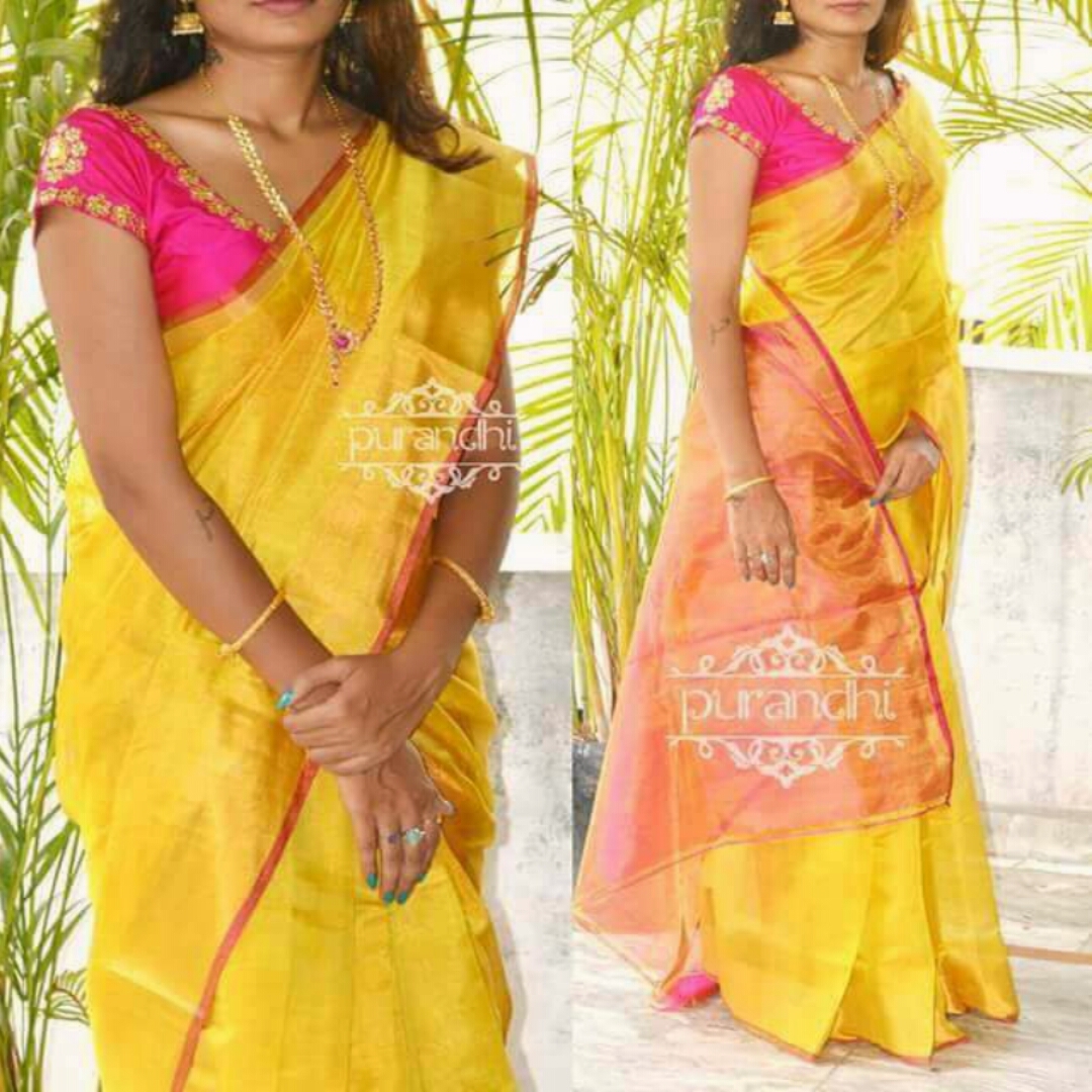 uppada yellow tissue sarees 