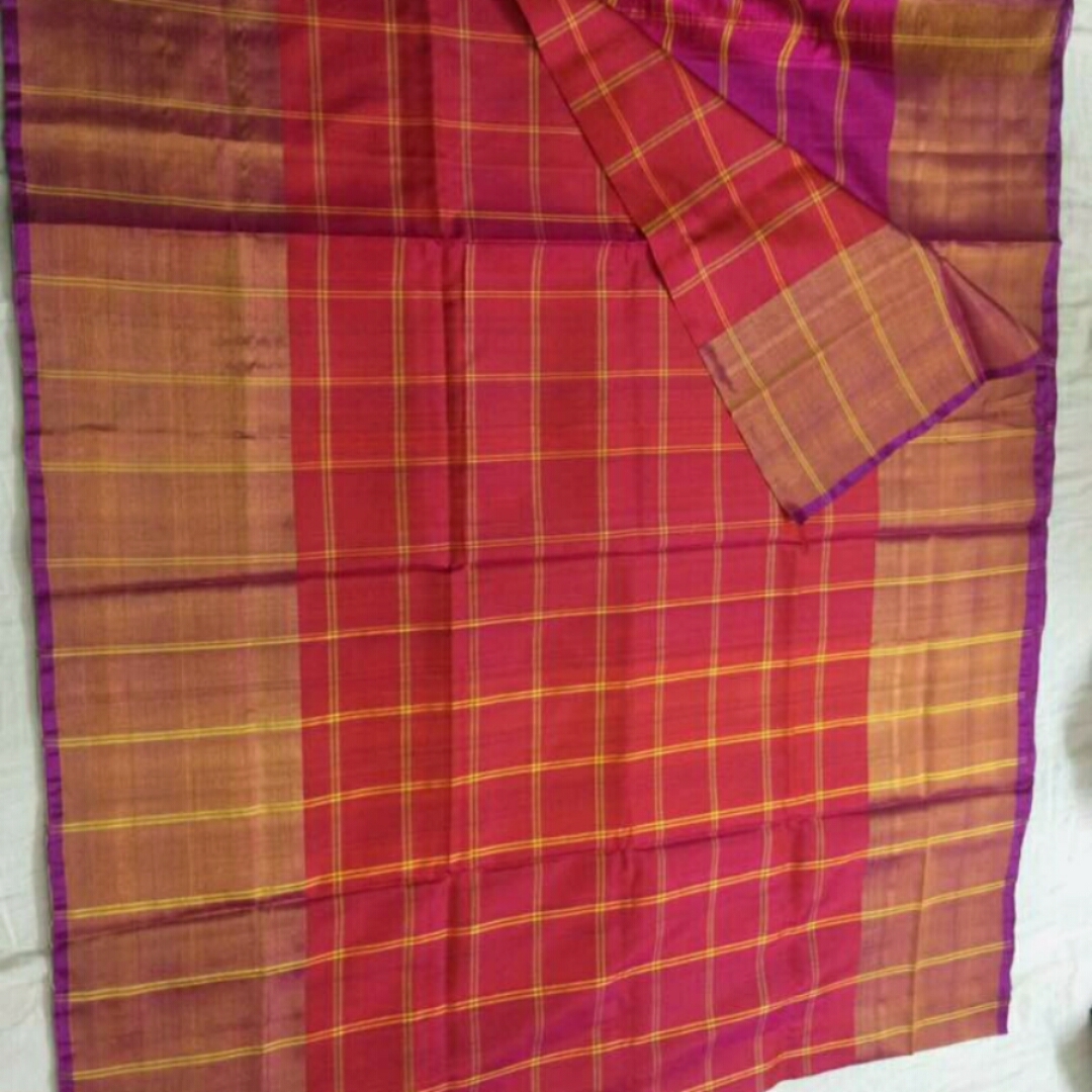 uppada orange checks sarees 