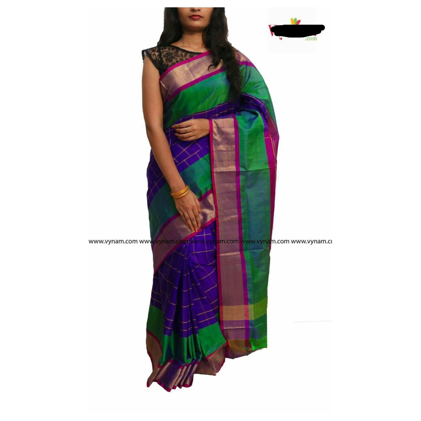 uppada blue checks saree