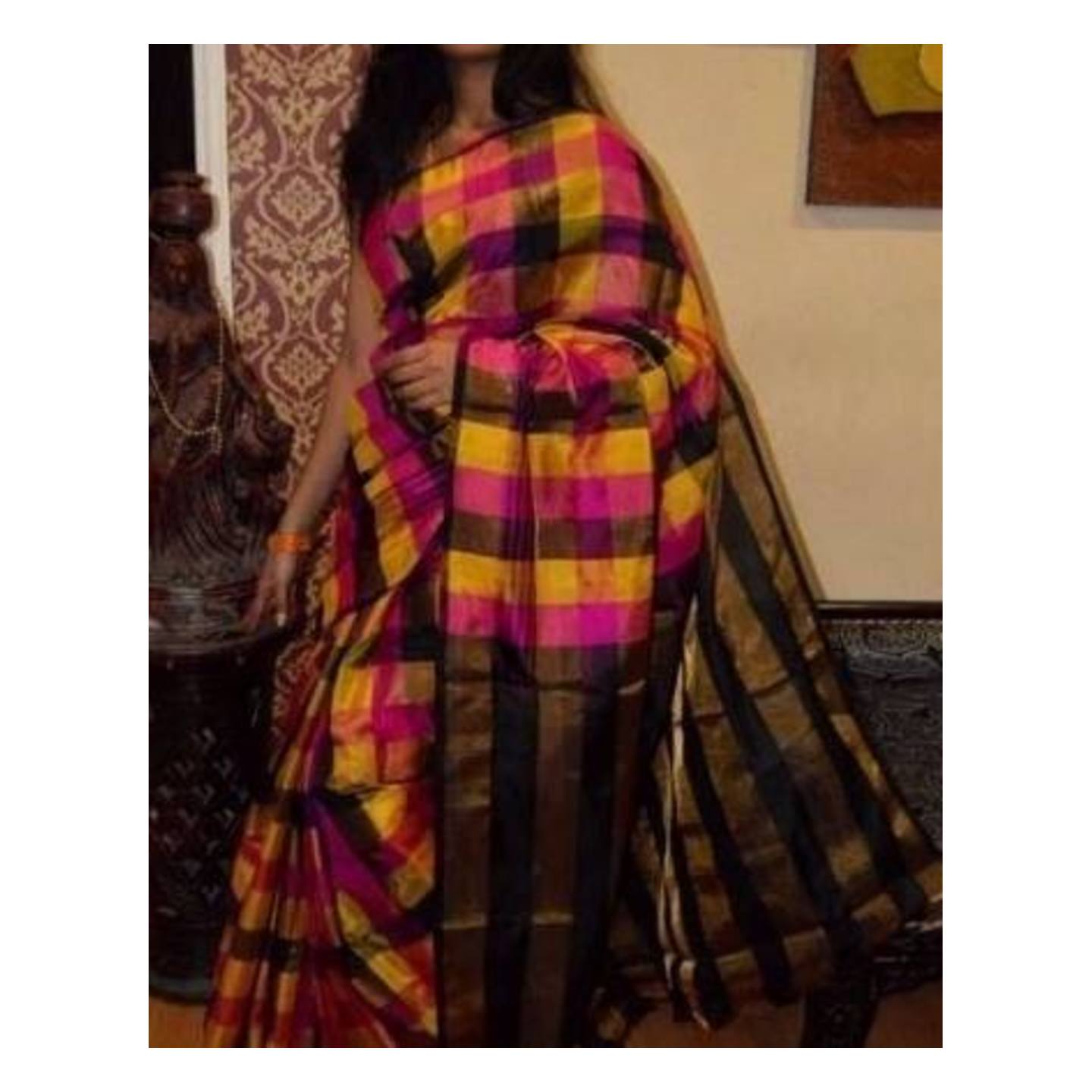 uppada multi checks handloom sarees