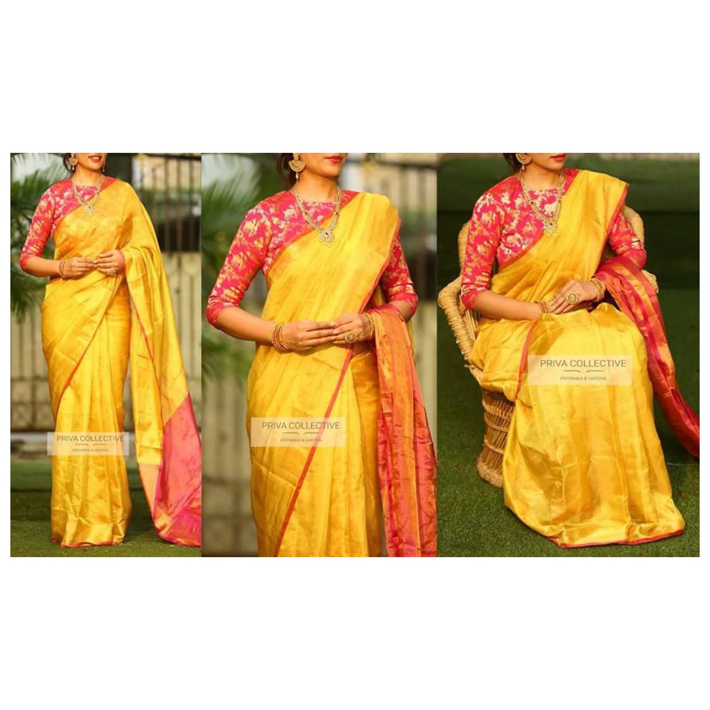 uppada tissue yellow sarees