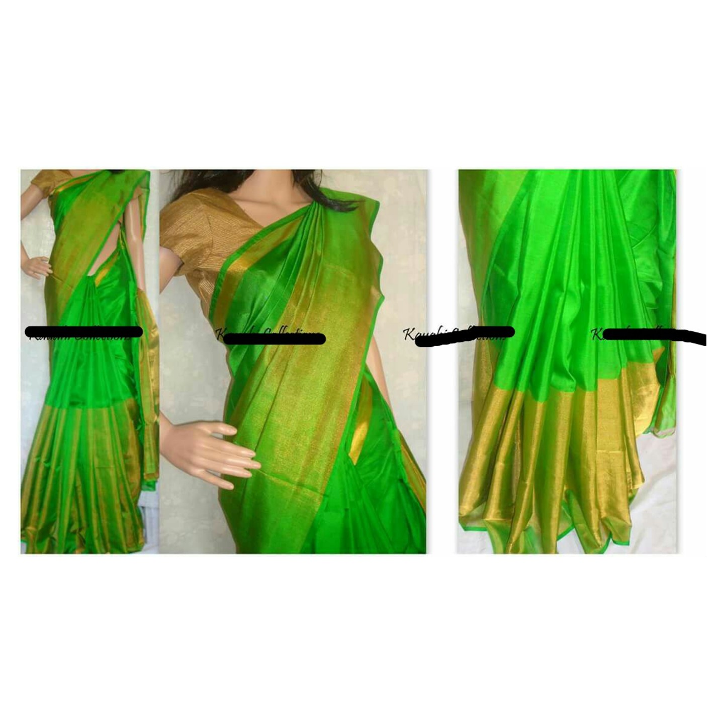 uppada green hafe tissue saree 