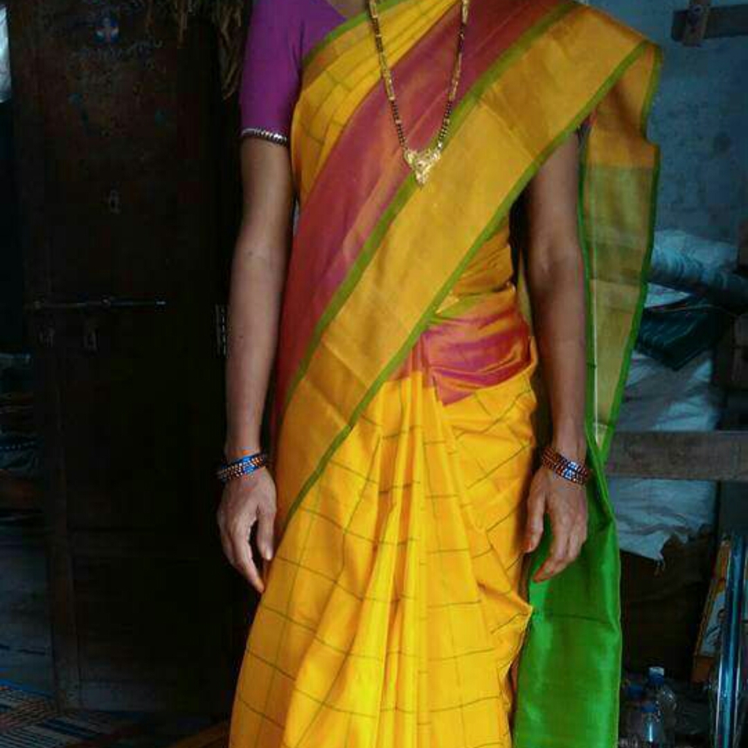 uppada yellow check sarees 