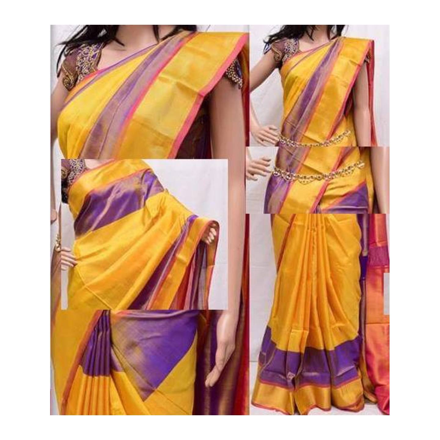 uppada yellow  handloom sarees 