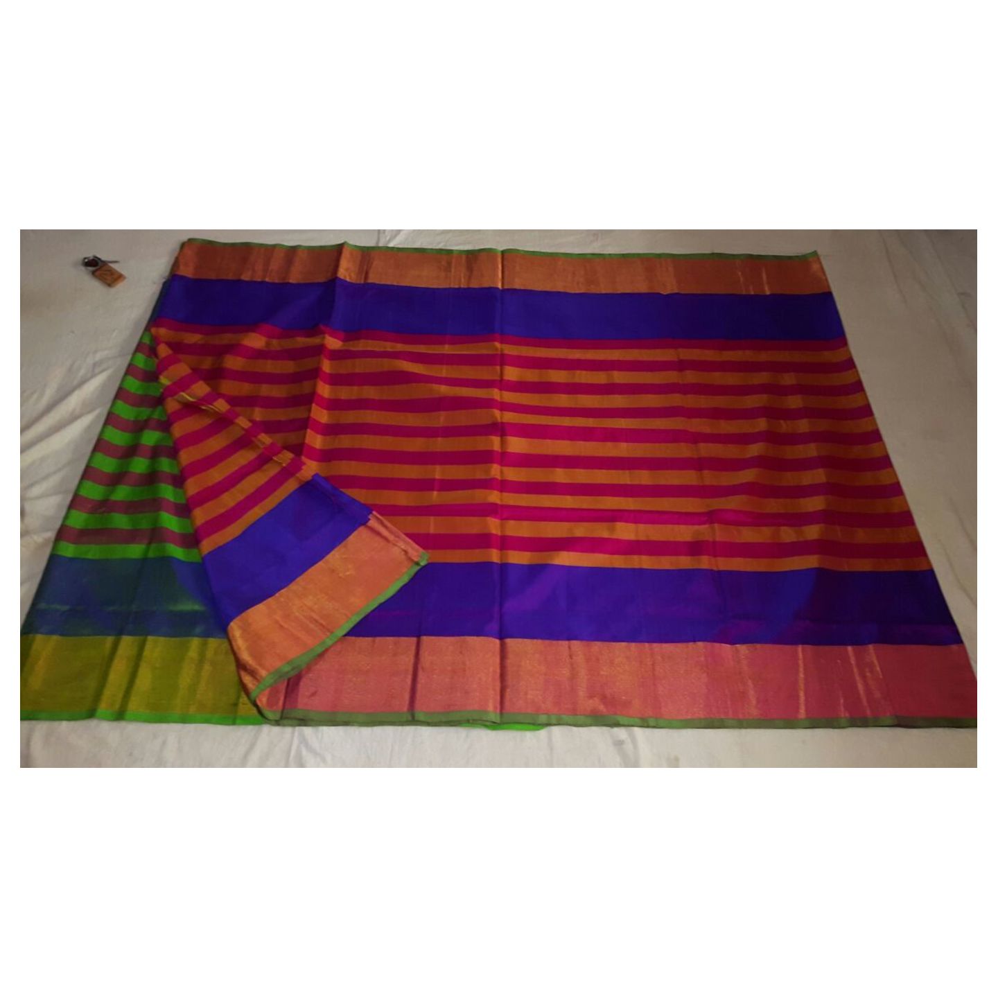 uppada pink and yellow lines handloom sarees