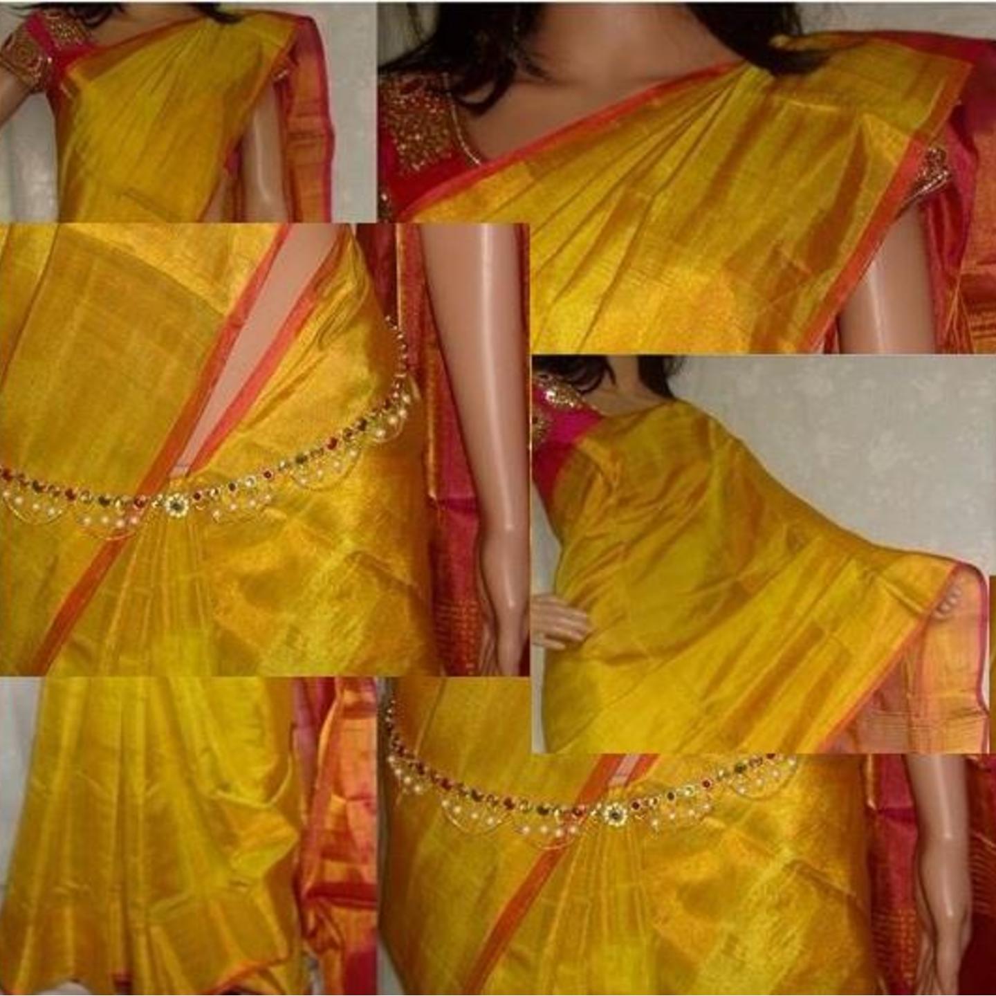 uppada yellow tissue handloom sarees 