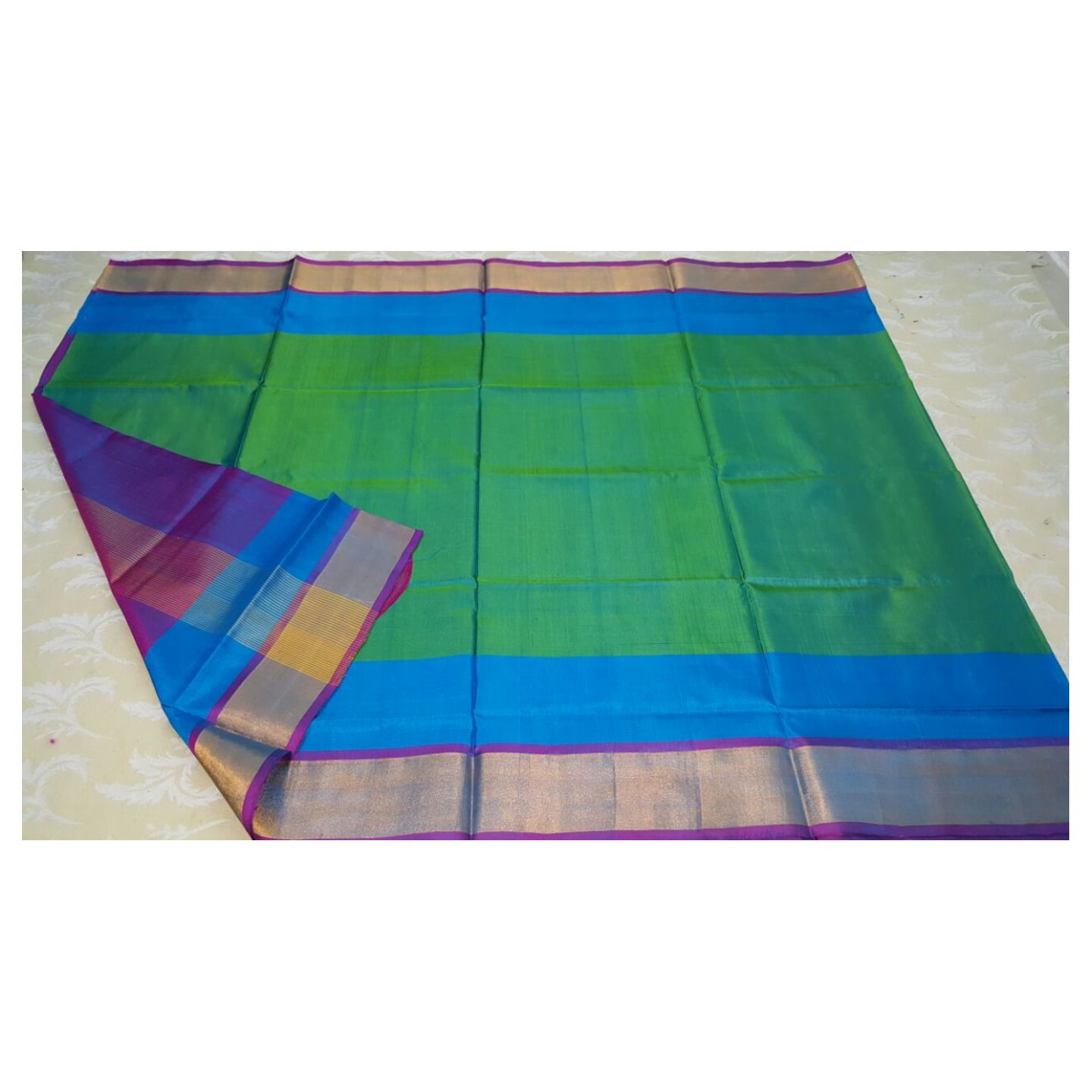 uppada blue and green handloom saree