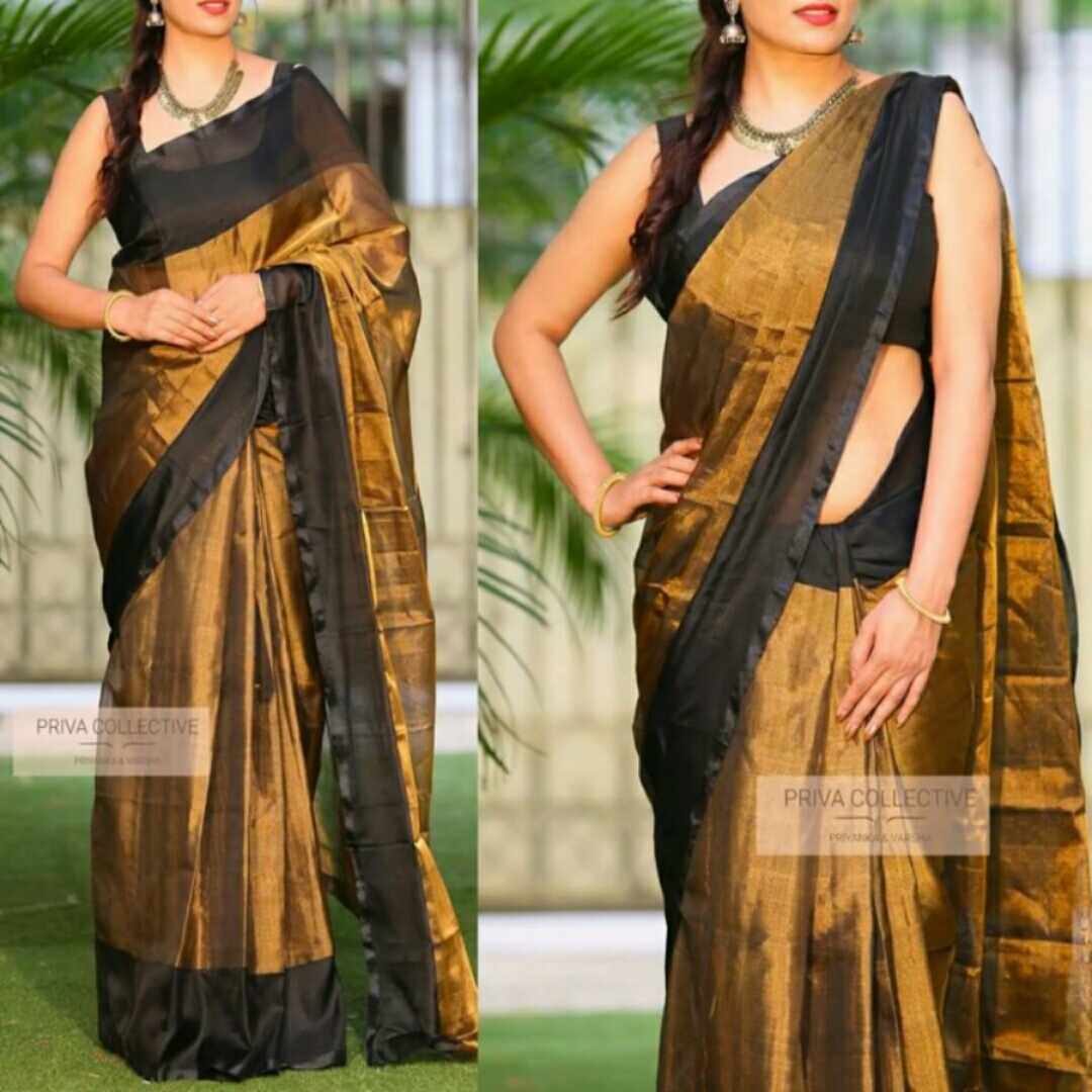 uppada gold colour tissue sarees 