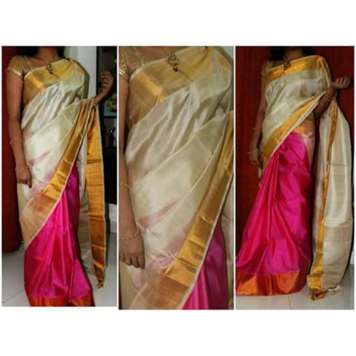 uppada two colrs handloom saree