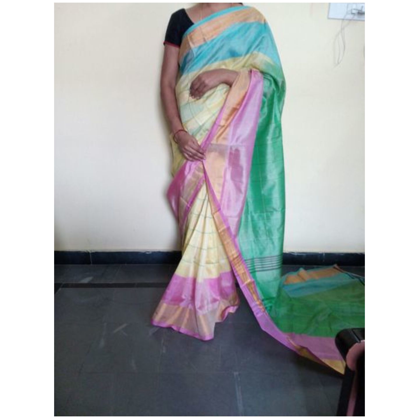 uppada creem colr handloom saree