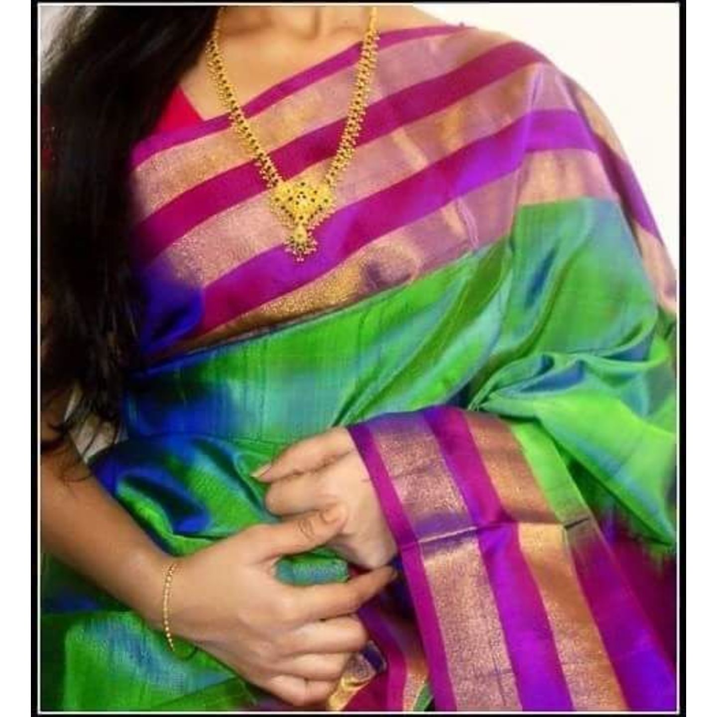 uppada green colr saree 