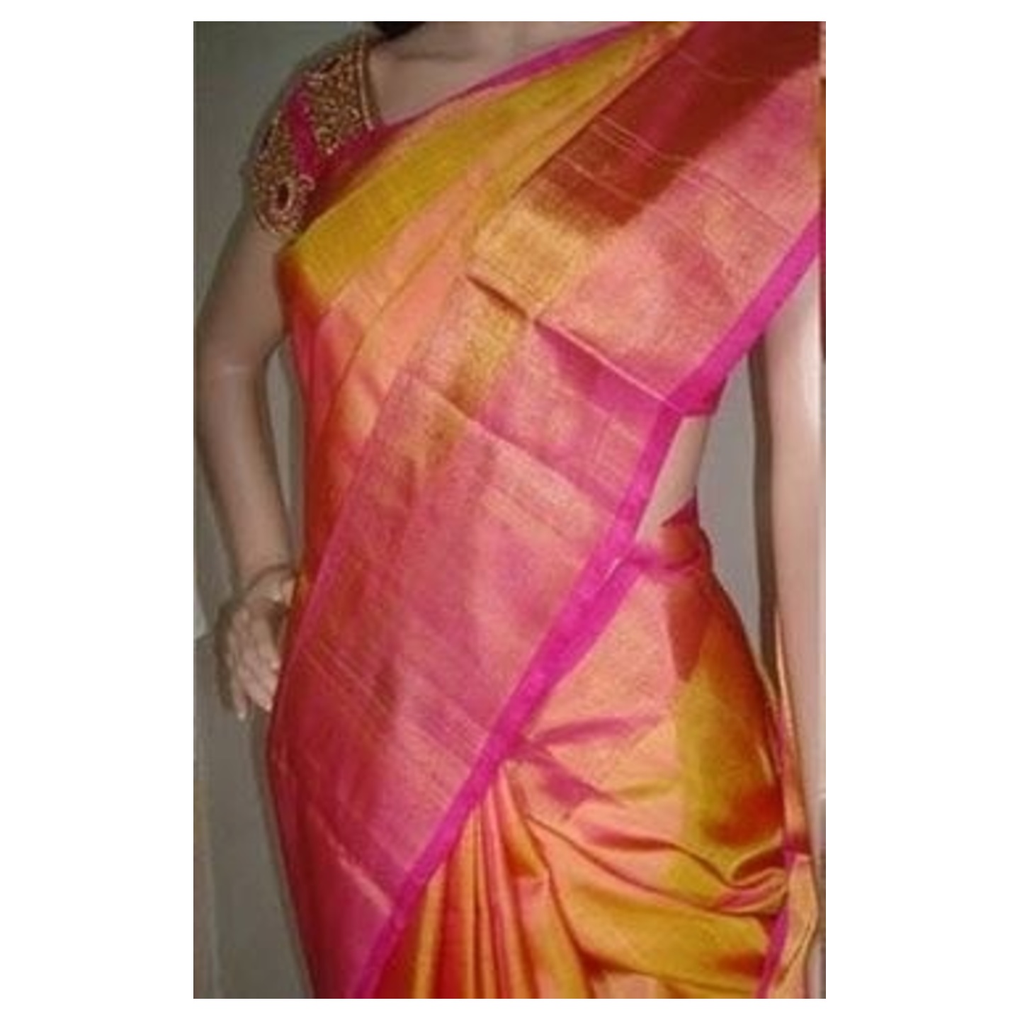 uppada  yellow mix saree