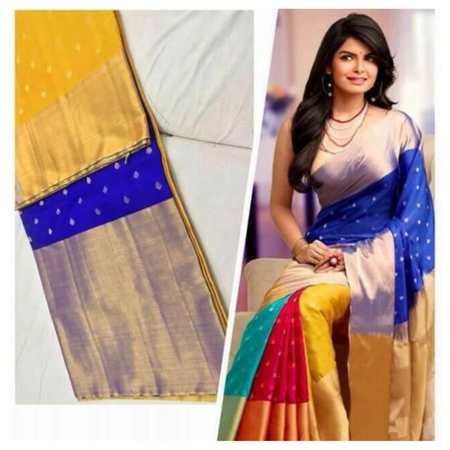 uppada butas multi colr handloom saree 