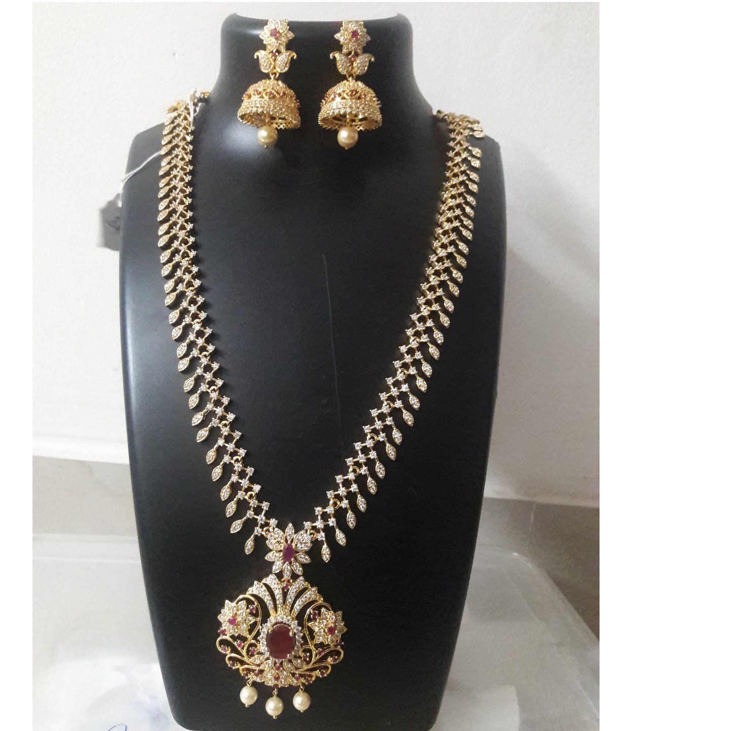 Traditional Long CZ Haaram with Heavy Buttas