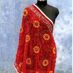 Red Georgette Embroidered Dupatta