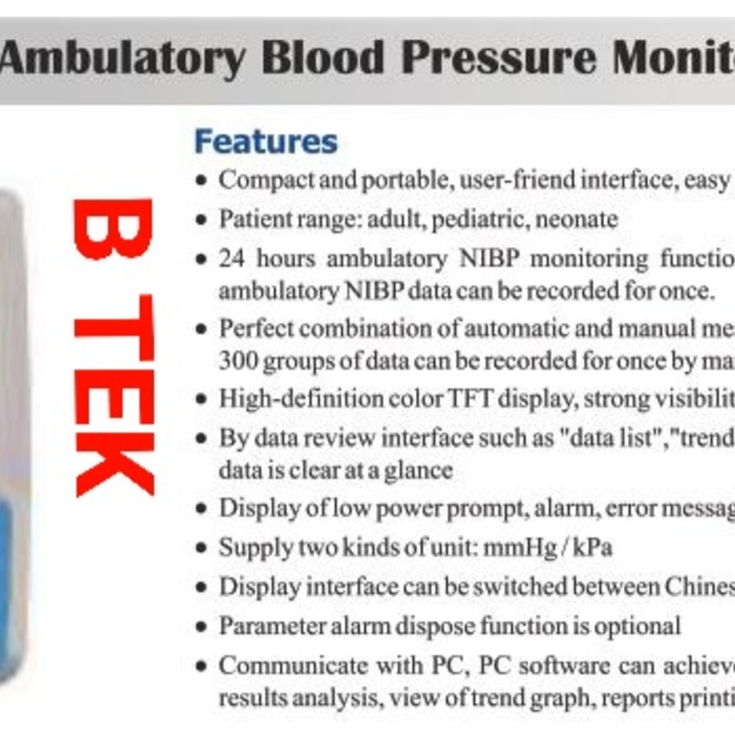 AMBULATORY BLOOD PRESSURE MONITOR WITH SPO2