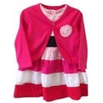 Pink multistriped dress with cardigan