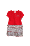 Baby leopard print dress with red cardigan