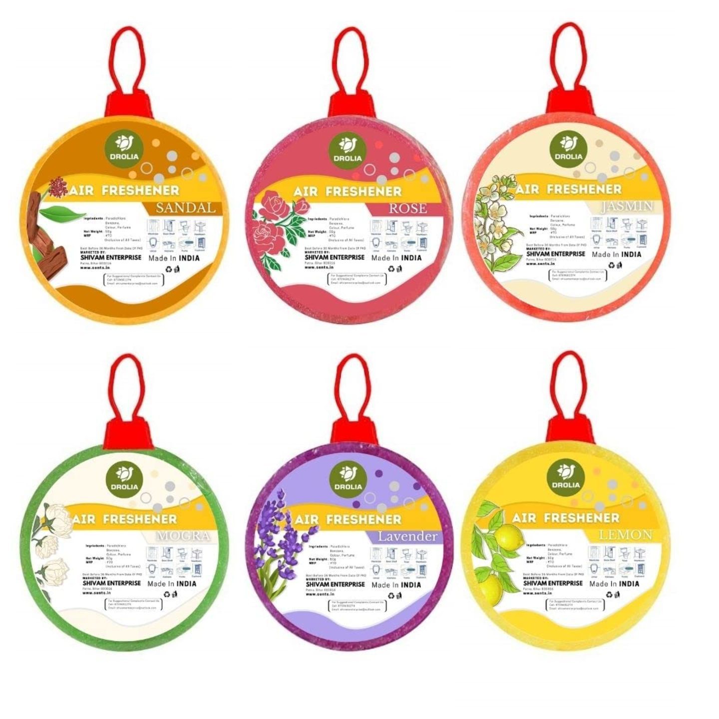 DroliaFresh Air Freshener Flower Blocks, Pack of 6, 60Gm Each