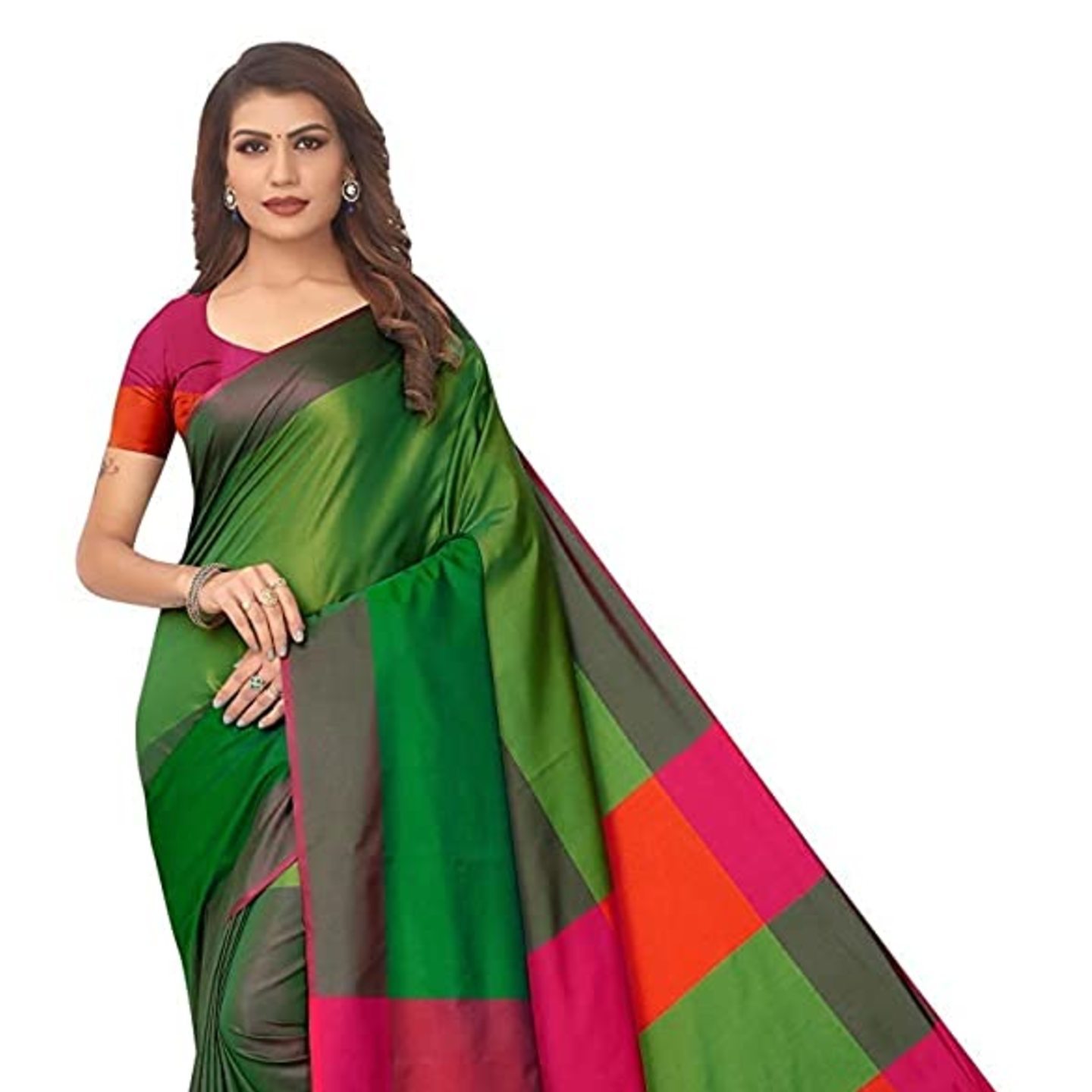 Dhruvi Trendz Women Soft Cotton Silk Banarasi Saree for women Under 300 2022 Beautiful saree free size with blouse piece