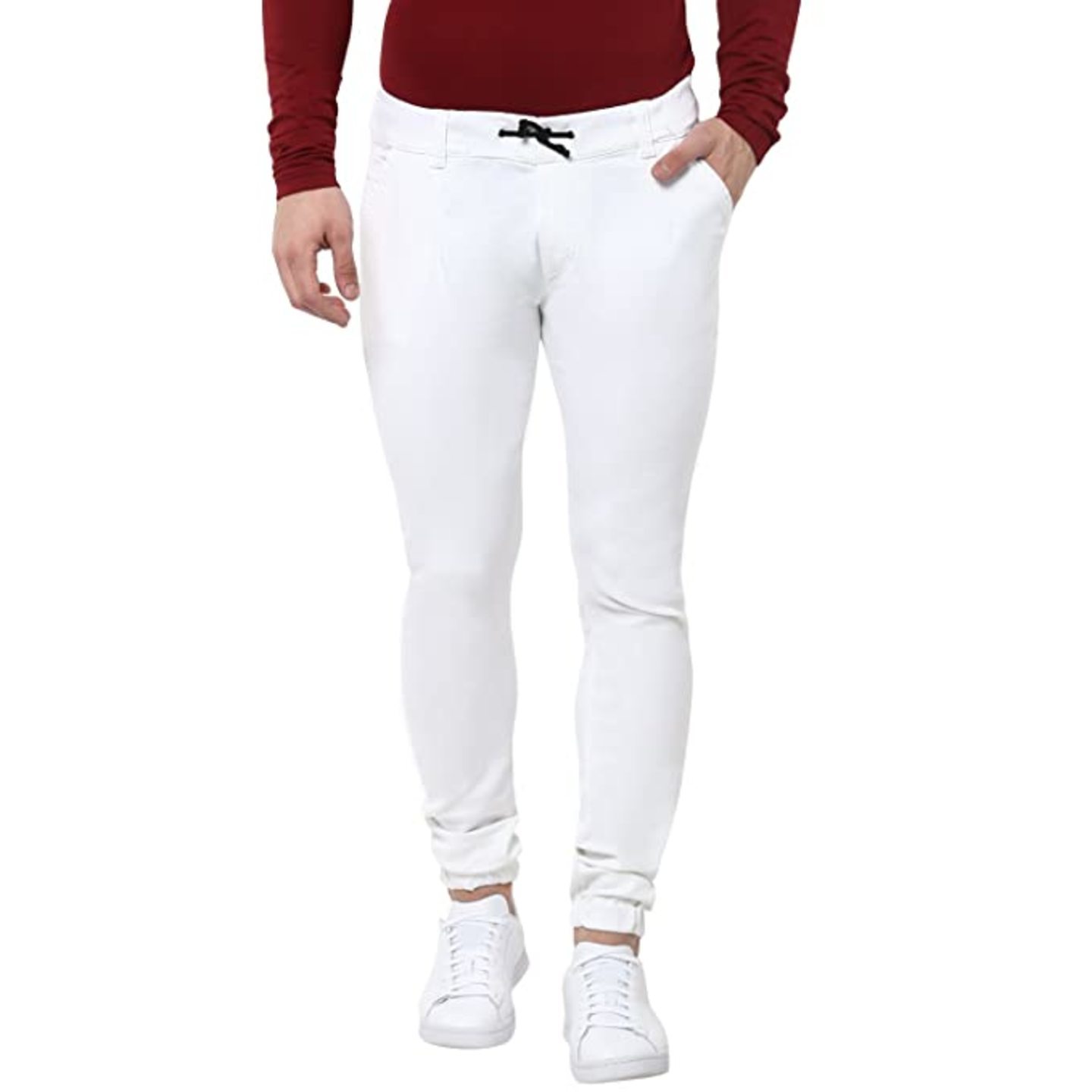 Urbano Fashion Men's White Slim Fit Stretchable Jogger Jeans