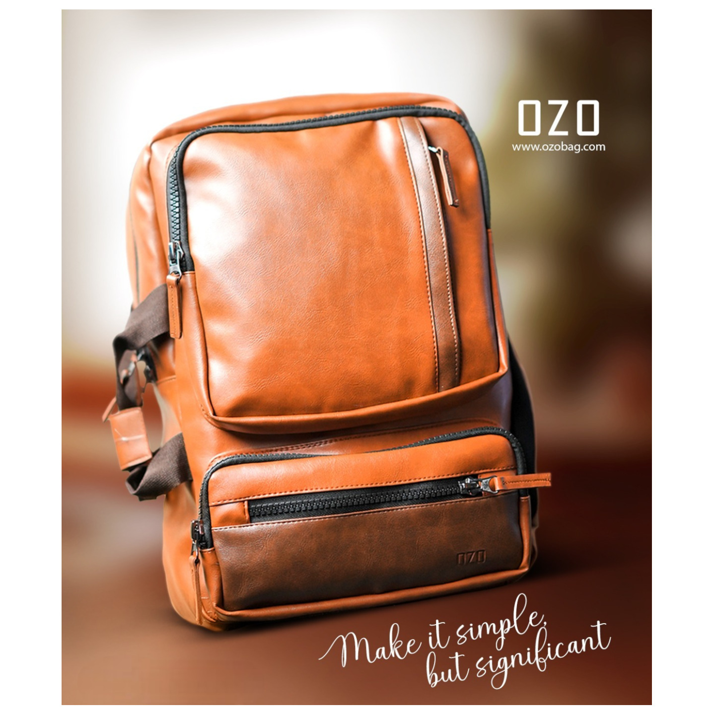 Brown textured 2 in 1 laptop bag Two handles backpack S152