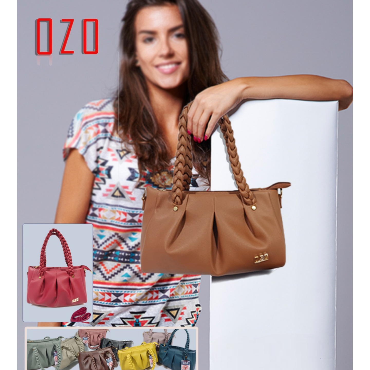 T121 pleated sling bag with handheld