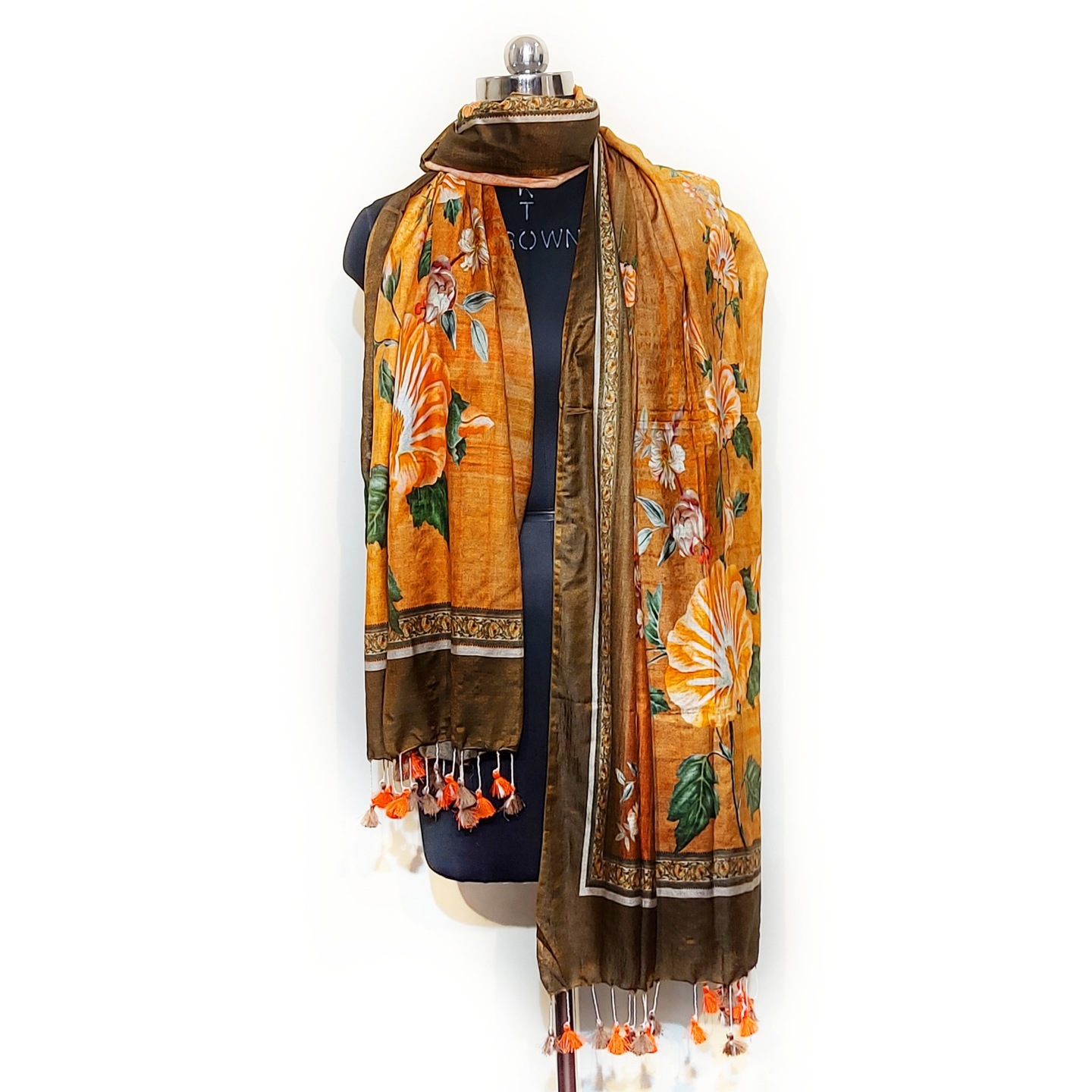 Exclusive Floral print semi silk Dupatta
