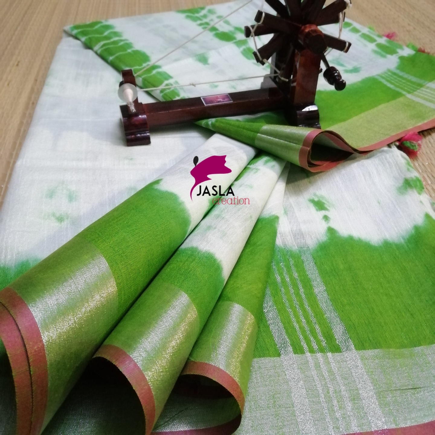 Green Art Linen Handwoven Shibori Saree