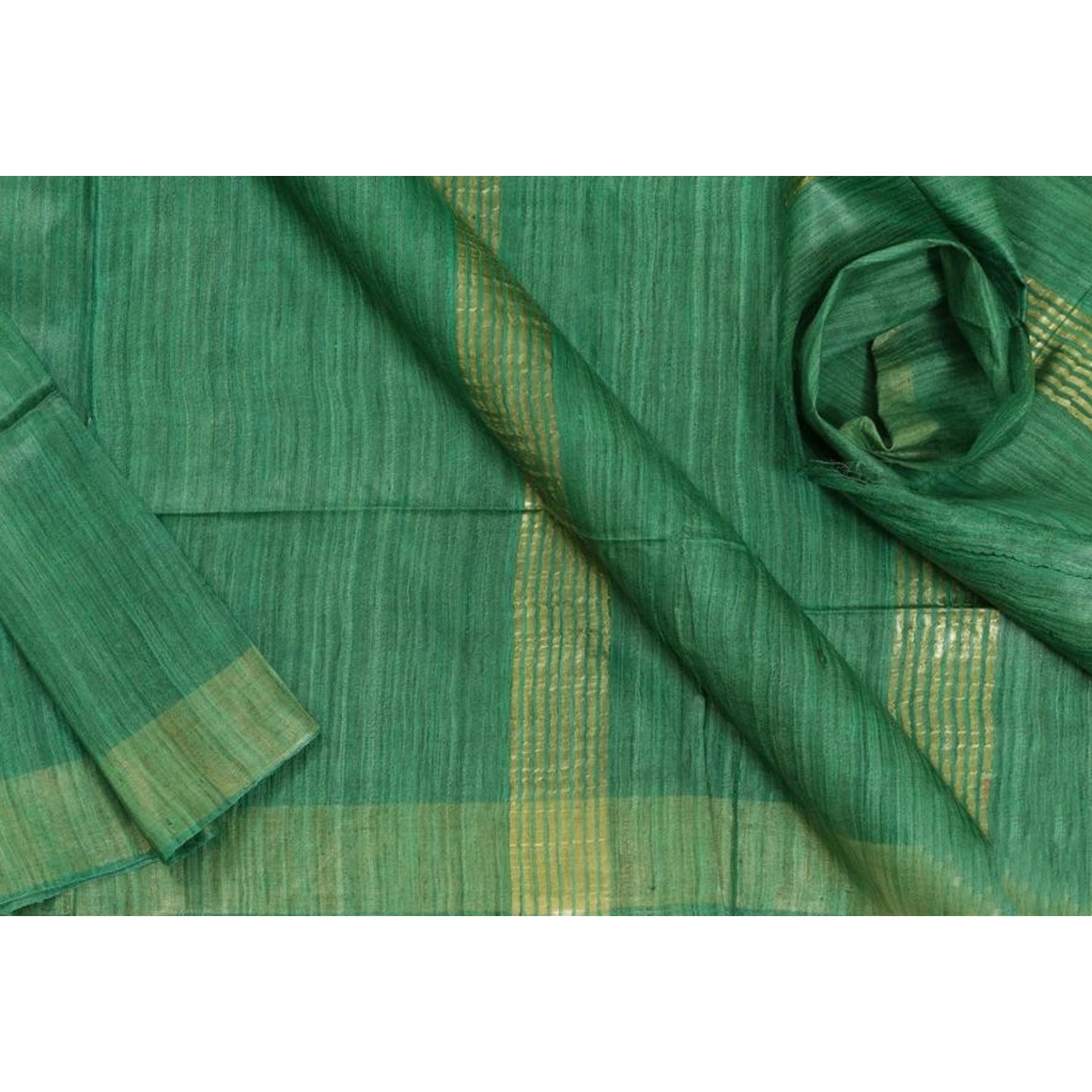 Forestgreen Handwoven Pure Tussar Ghicha Silk Saree