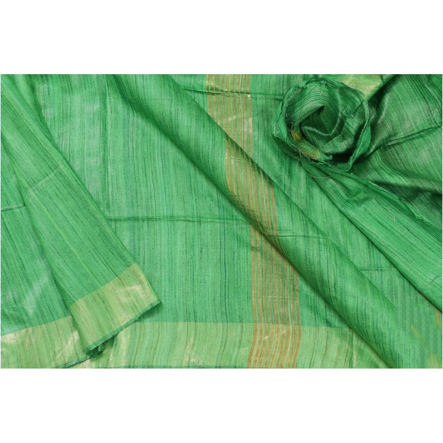 Green Handloom Pure Tussar Ghicha Silk Saree