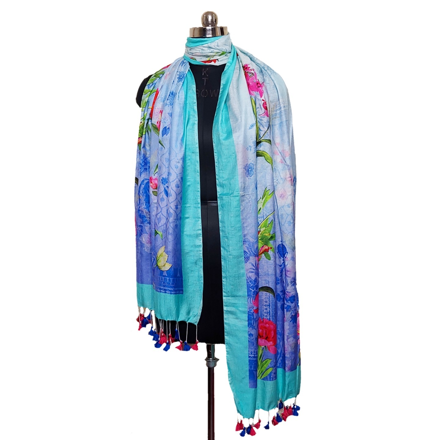 Multicolor Floral print semi silk dupatta