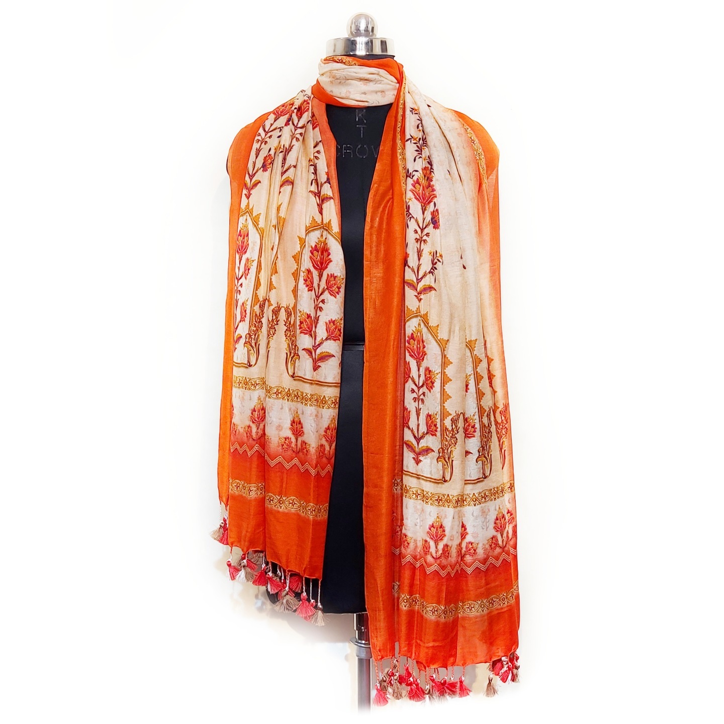 Floral print semi silk dupatta