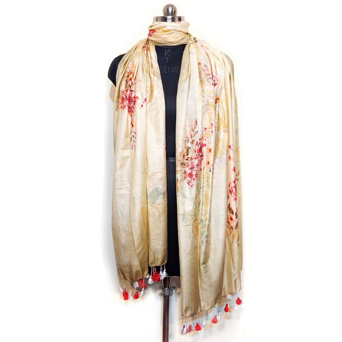 semi silk floral print Dupatta