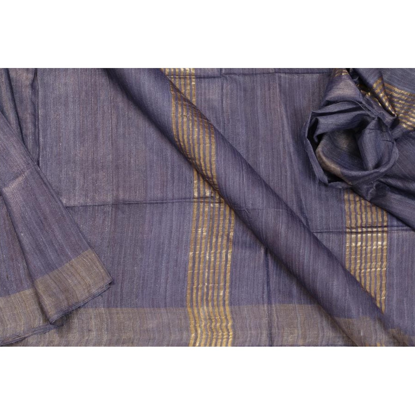 Handloom Blueviolet Pure Tussar Ghicha Silk Saree