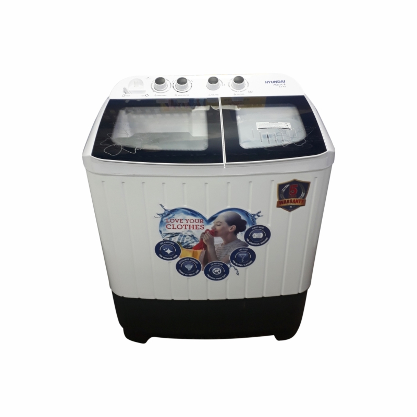 HYUNDAI SEMI-AUTOMATIC WASHING MACHINE HYS80D2-BGK5 8.0 KG