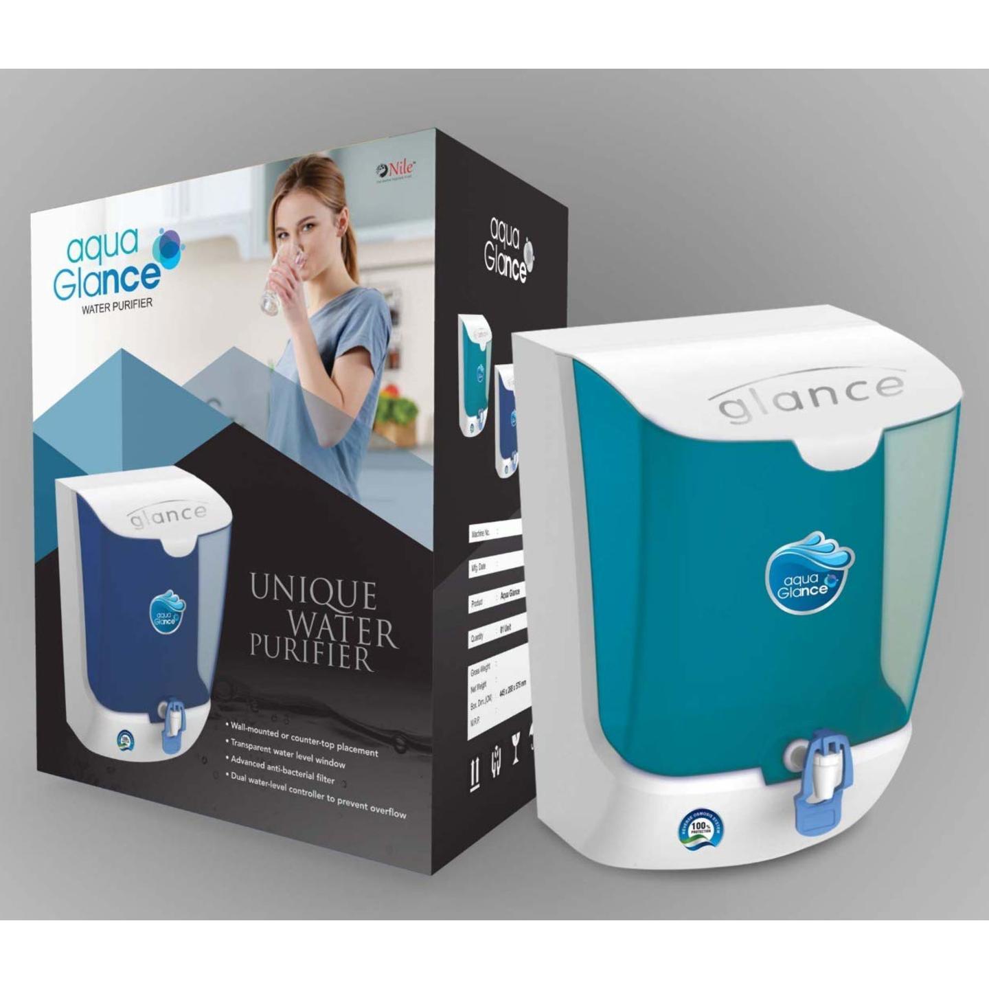 Aqua Glance 10-Litre RO + UF Membrane+TDS RO Water Purifier, Transparent White-Green