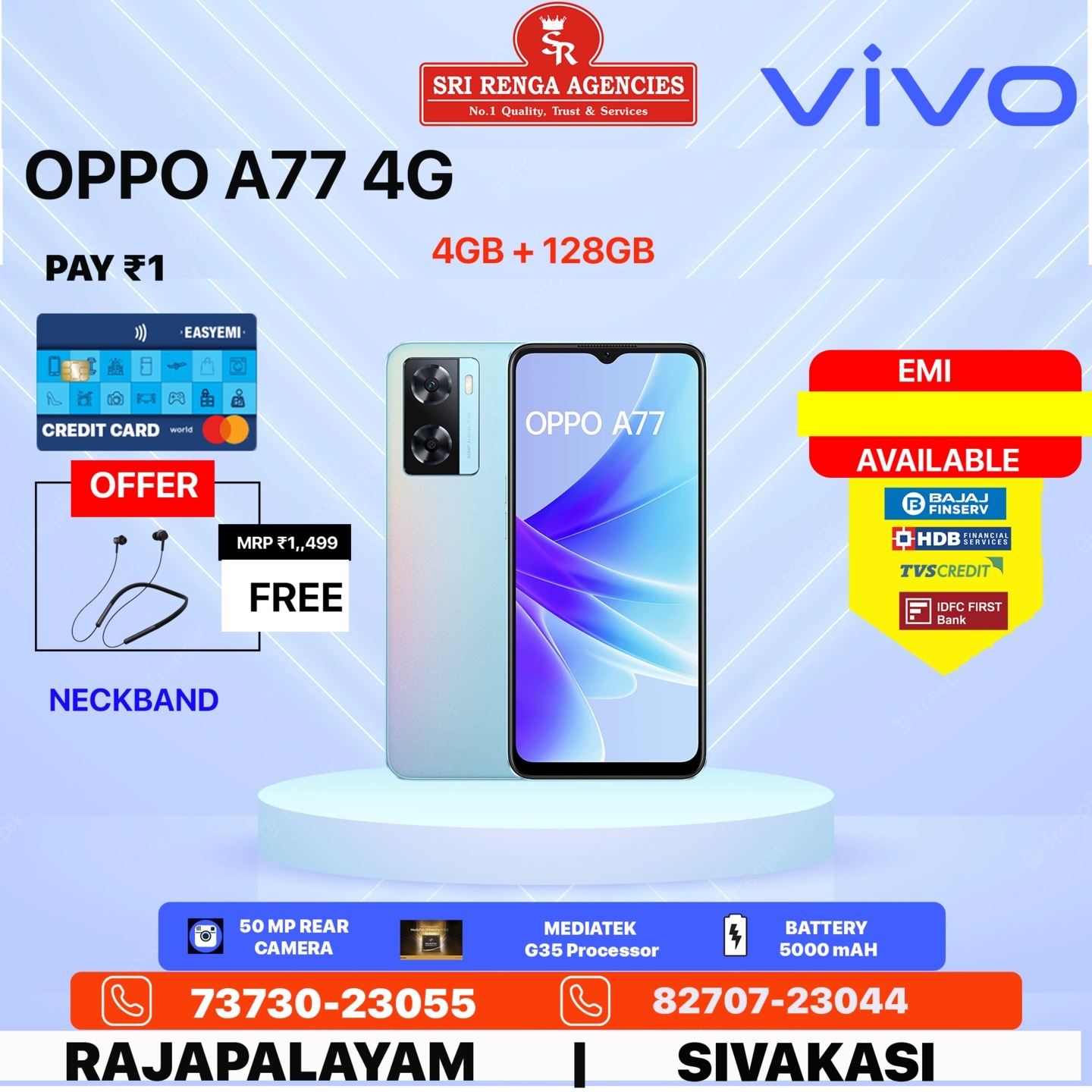 OPPO A77 4G (4GB RAM + 128GB ROM) ) CALL FOR FINANCE OPTIONS
