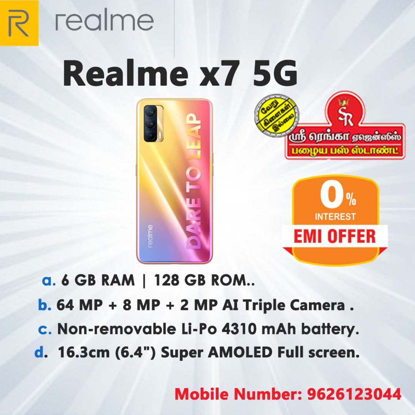 Realme X7 5G Nebula, 128GB 6GB RAM