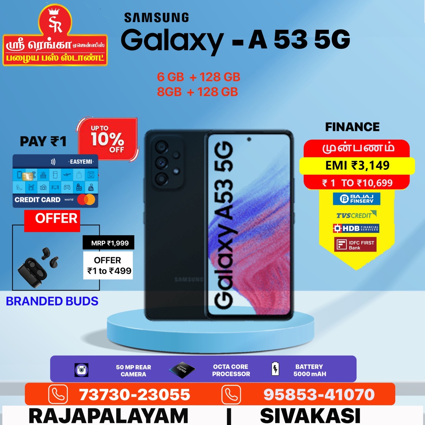 SAMSUNG GALAXY A53(8GB RAM 128GB ROM) CALLFOR FINANCE OPTIONS