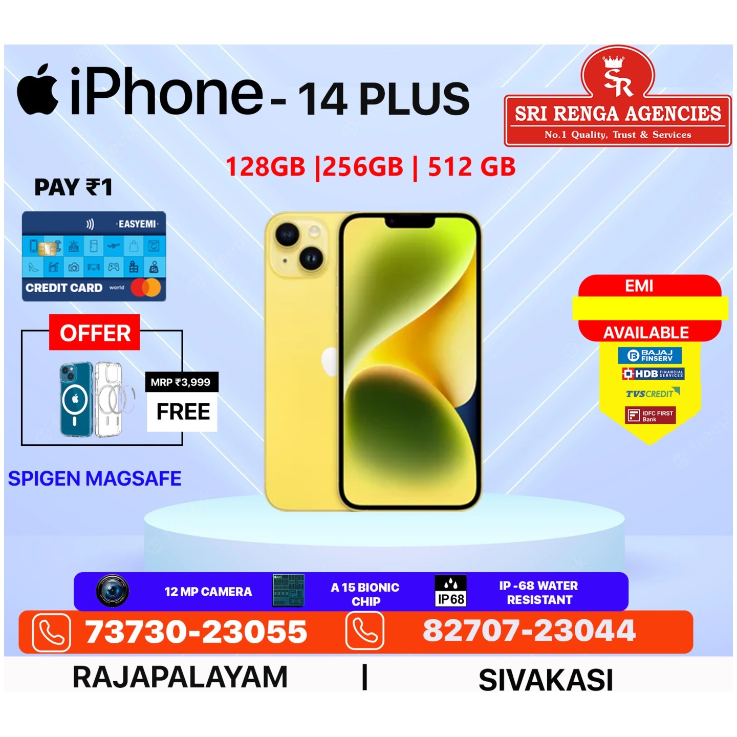 IPHONE 14 PLUS 128 GB CALL FOR FINANCE & EXTRA 4000 CASHBACK ON HDFC CC OPTIONS