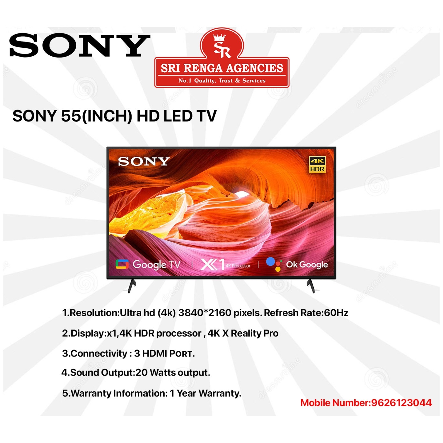 SONY 108 cm (55 Inch) Ultra HD (4K) LCD Smart Google TV  (KD-55X75K)