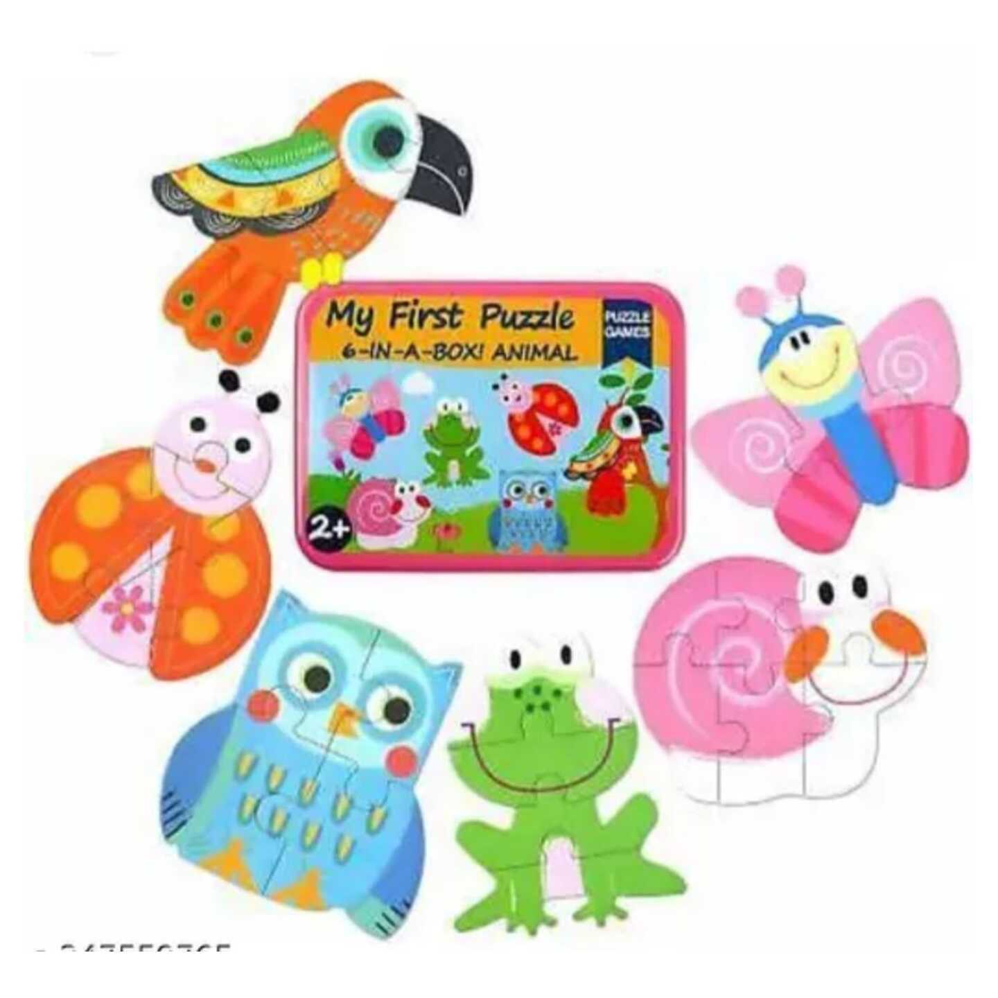 My First Wooden Jigsaw Puzzle In A Tin Box Animals and Insects Jigsaw Puzzle For Toddlers and 3 to 5 years of age