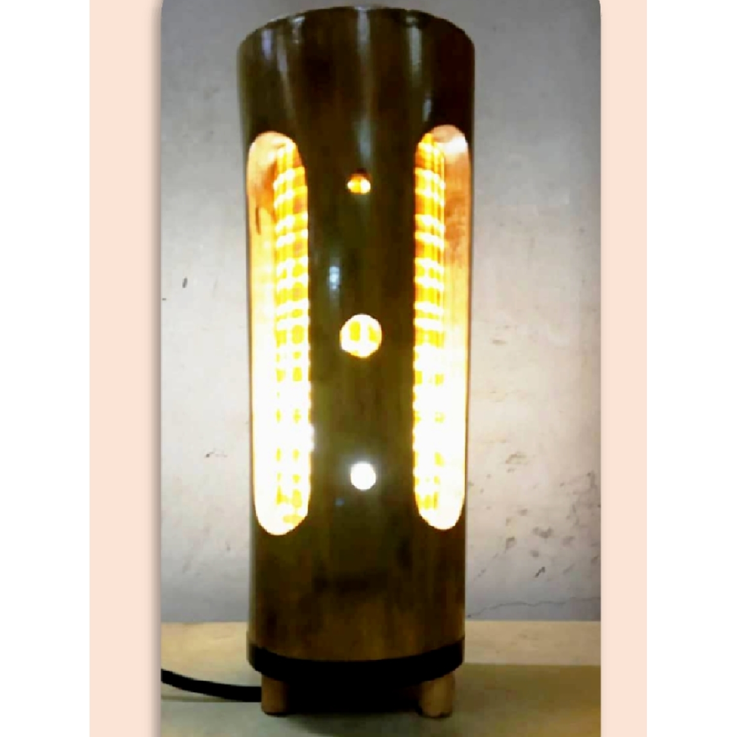 Table lamp with Bamboo netting, eco friendly lamp, home decor, gift for homes, lamp for home, net lamp, wood like lamp