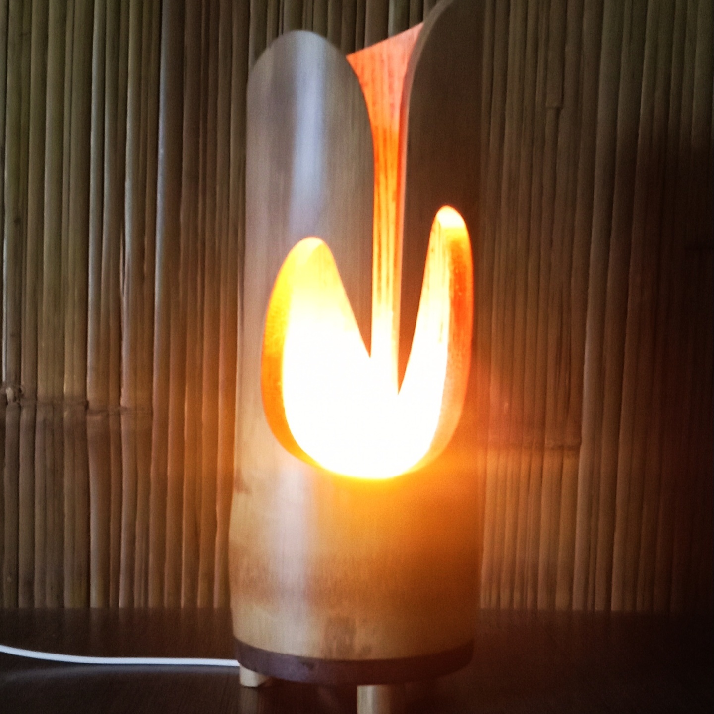 Heart-engraved lamp, bamboo lamp, eco friendly lamps, home decor, gift products for home