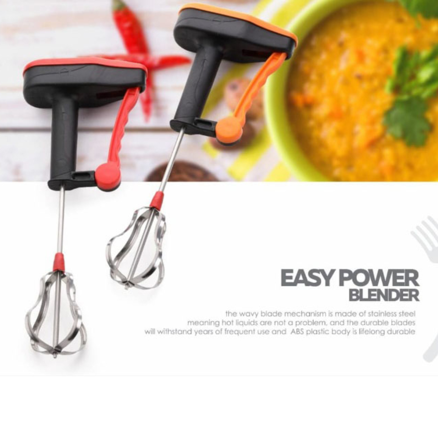Power-free Hand Blender and Beater with High Speed Operation Multicolour