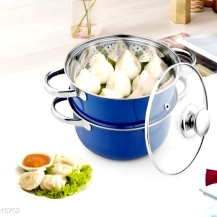 Stainless Steel Steamer with lid for Pasta Momos vegetable etc