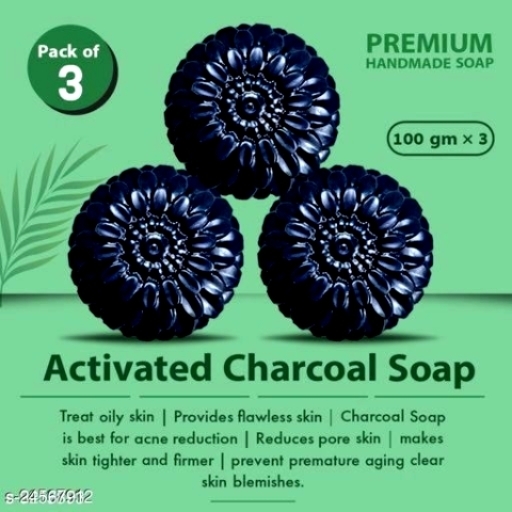 B Hand Made Charcoal Soap  Set Of 3