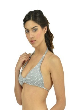 Cool Polka Dots Grey Halter Neck Bra